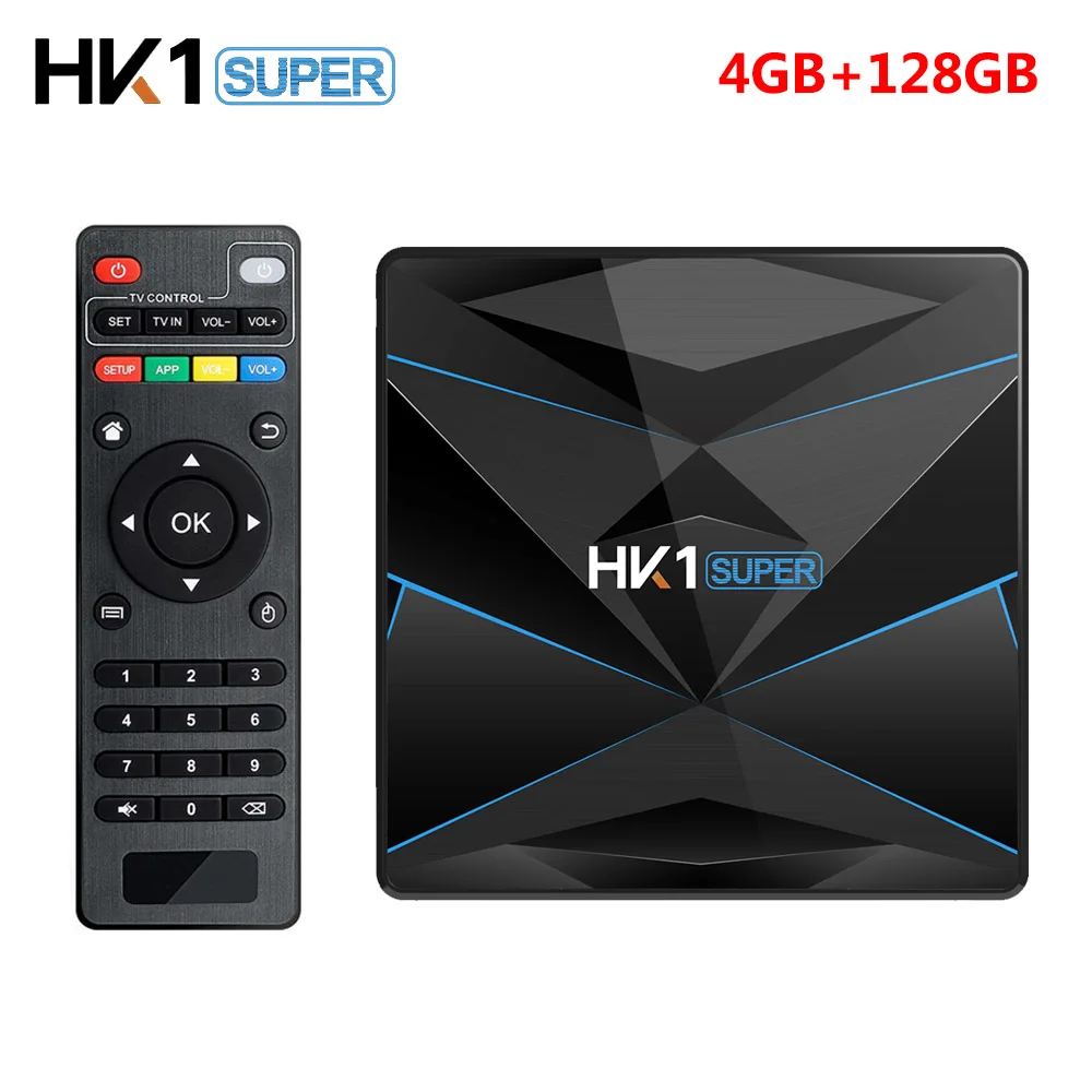only 4GB128GB TV box HK1 супер Android 9,0 tv Box 4 ГБ ОЗУ 128 Гб ПЗУ RK3318 медиаплеер 2,4G 5G WiFi Bluetooth 4,0 4 K HD Смарт-приставка vs H96 MAX - Цвет: only 4GB128GB TV box