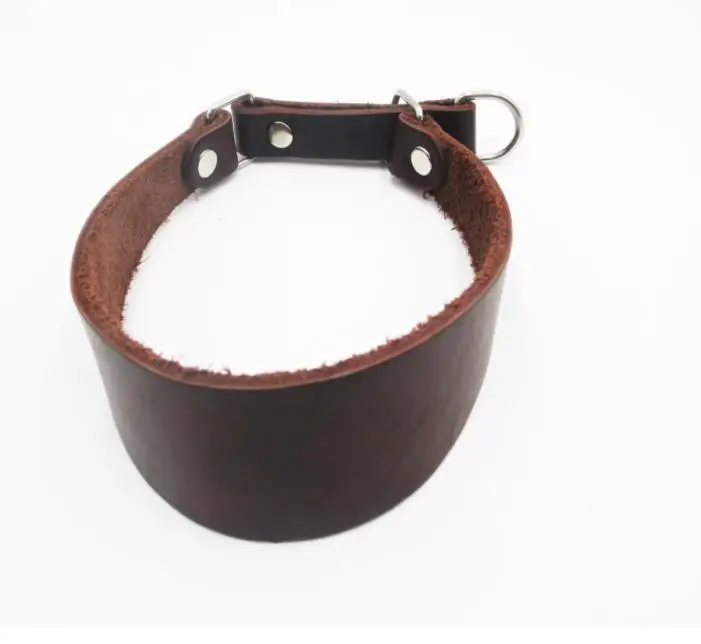 brown Кожаный ошейник для собаки борзой, ошейник для питомца, для тонкой шеи, не тянет, ошейник для питомца, аксессуары, прочный мягкий ошейник для собак, коричневый - Цвет: brown