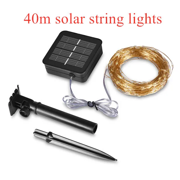 40m solar light Светодиодный светильник на солнечной батарее 10 м/20 м/30 м/50 м светодиодный s гирлянды сказочные Праздничные рождественские гирлянды солнечные садовые Водонепроницаемые огни - Испускаемый цвет: 40m solar light