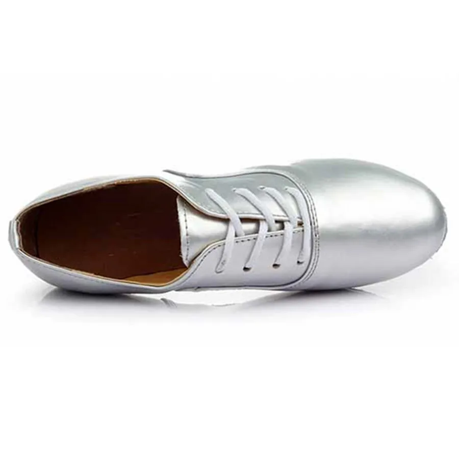 Мужские серебристые туфли из искусственной кожи для латиноамериканских танцев