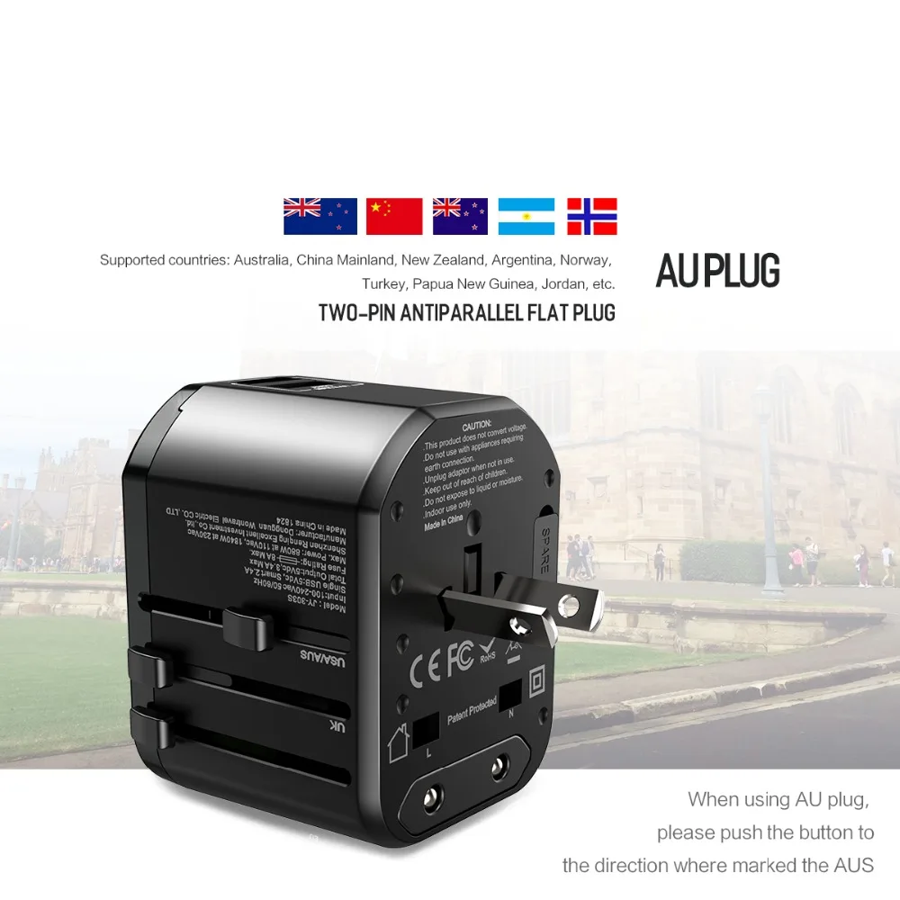 ROCK мультифункциональная USB зарядка для ЕС, США, Великобритании, Австралии, usb-адаптер для iPhone, samsung, huawei, Xiaomi, PD, быстрая зарядка, дорожная вилка
