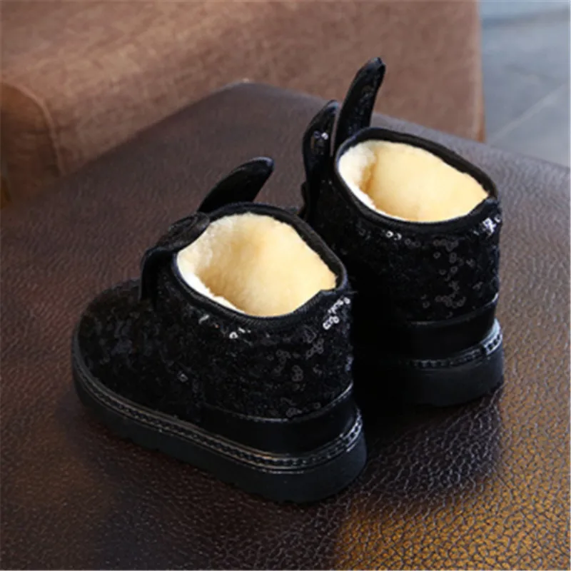 2019 г. ботинки для маленьких девочек теплые с милым кроликом зимняя обувь размер 24