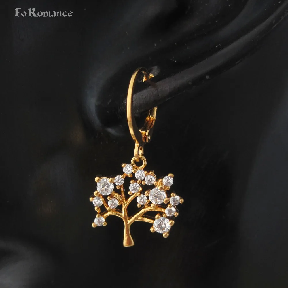 Foromance/-висячие серьги из желтого золота GP с фианитами в форме яблока высокие 1 18