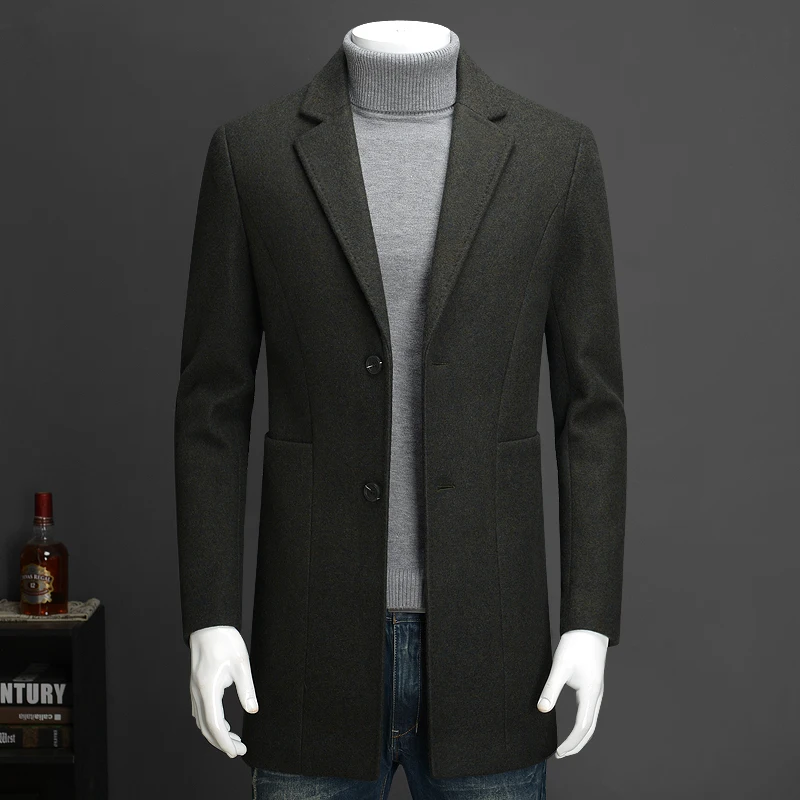 

Hot 2022 New Korean Slim Long Jackets Coats Single Breasted Casual Men Wool Blend Jackets Winter For Male Wool Overcoat L-3XL