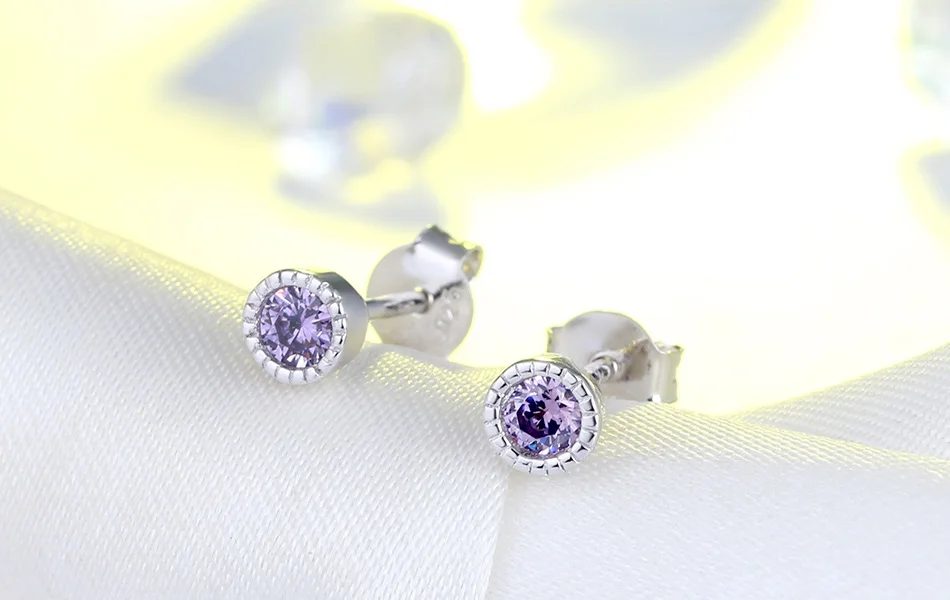 ORSA JEWELS настоящие 925 маленькие серьги-гвоздики для женщин, розовые, черные, прозрачные, фиолетовые, AAA ослепительные женские Серьги Brincos, ювелирные изделия для девушек SE119