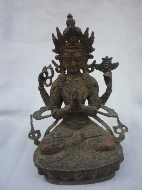 Редкая неповторимая статуя старой династии Цин бронзовая тары Будды лучшая