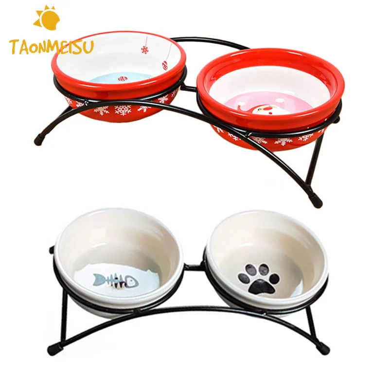 Мультяшный стиль керамическая чаша для домашних животных питатель Товары кошек