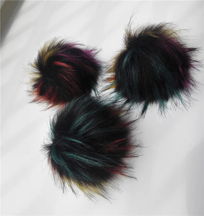 50pcs a lot Detachable Rainbow Faux Fur pompoms  15cm Hairy Ball For Knitted Beanies Skullies Caps Hats shoes Accessories