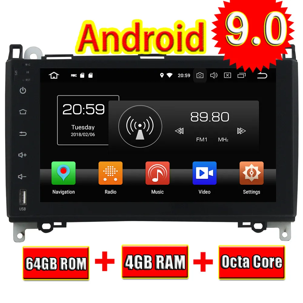 Topnavi Android 9 0 Автомобильный мультимедийный GPS-навигатор для Benz A-W169 (2005-2011) Viano Vito (2009