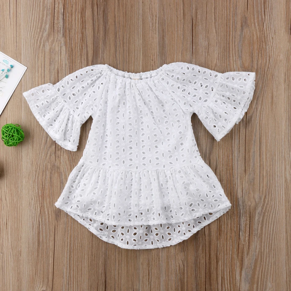 Lace Girls Dress Summer Toddler Kids Baby Girl Princess Flower Hollow Clothes Sundress | Детская одежда и обувь