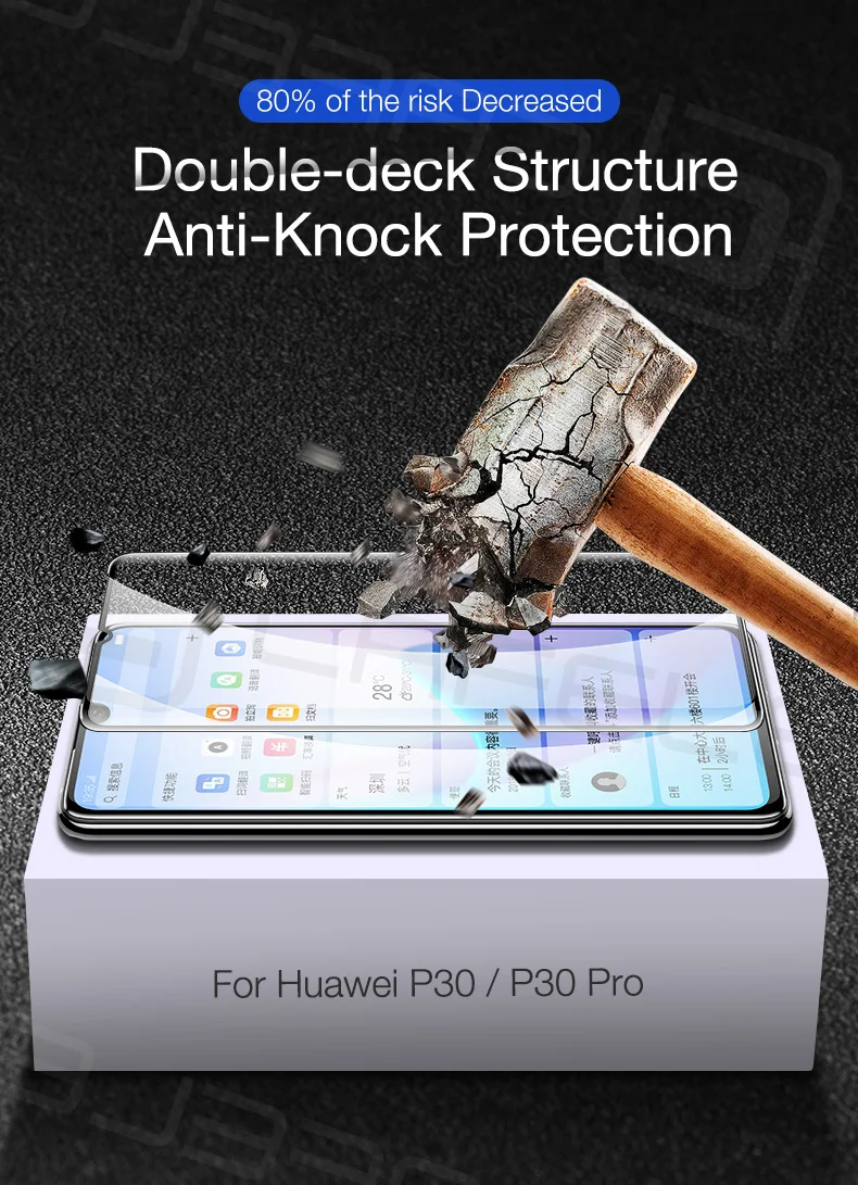 Cafele полное покрытие из закаленного стекла для huawei p30 pro Защита экрана для huawei p30 pro 9D HD Прозрачная Защитная стеклянная крышка
