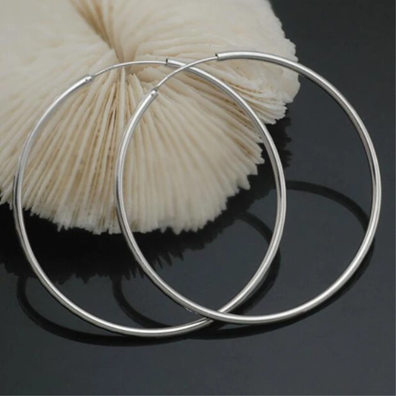 Простые гладкие круглые корейские серьги из стерлингового серебра 925 пробы