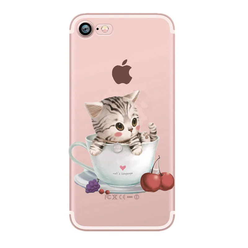 Silicone transparent Cat case For iphone 6s 7 6 8 se 5 5s fundas 7plus Plus luxury x accesorios Soft TPU Cover |