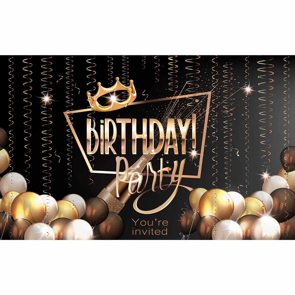 Виниловый фон для фотосъемки Allenjoy с изображением шара ленты короны дня рождения