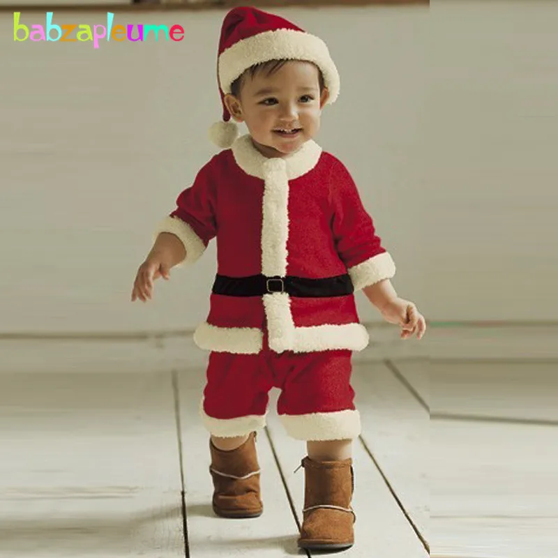 

babzapleume 3-24M/2Piece/Christmas Baby Boys Rompers Santa Claus Flannel Cute Infant Jumpsuit+Hats Newborn Clothing Sets BC1549