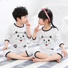 Детские пижамы летние комплекты одежды из футболки с короткими рукавами и штанов детские пижамы с рисунками для мальчиков и девочек пижама для малышей