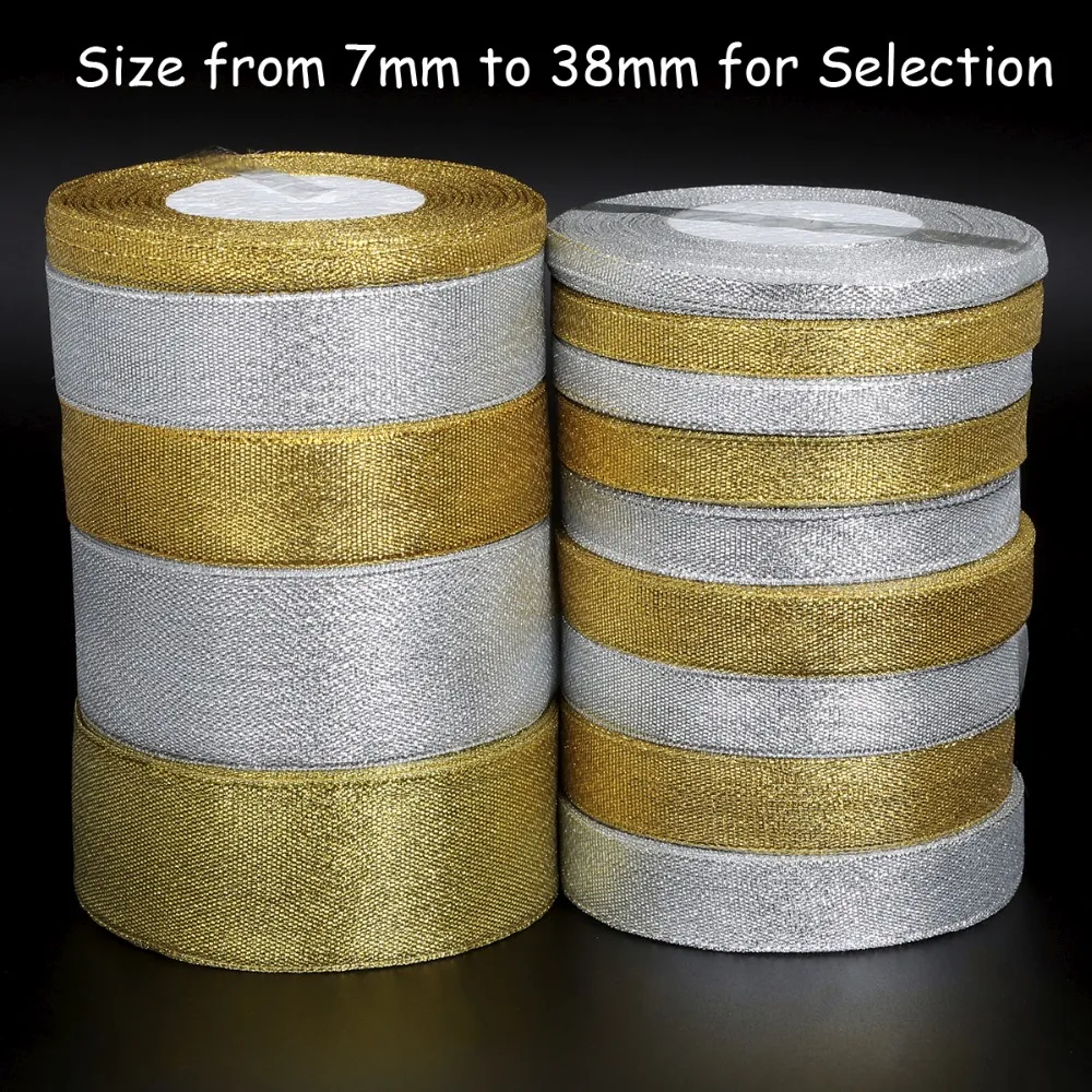 25 ярдов/лот собственными руками Сделай Сам золотого серебряного цвета Блестящая
