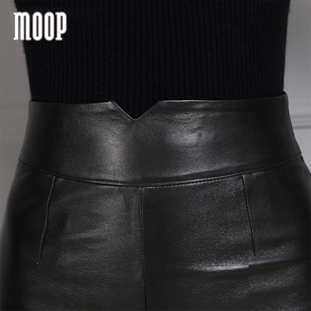 Женская облегающая юбка-карандаш из овчины черная юбка натуральной кожи в