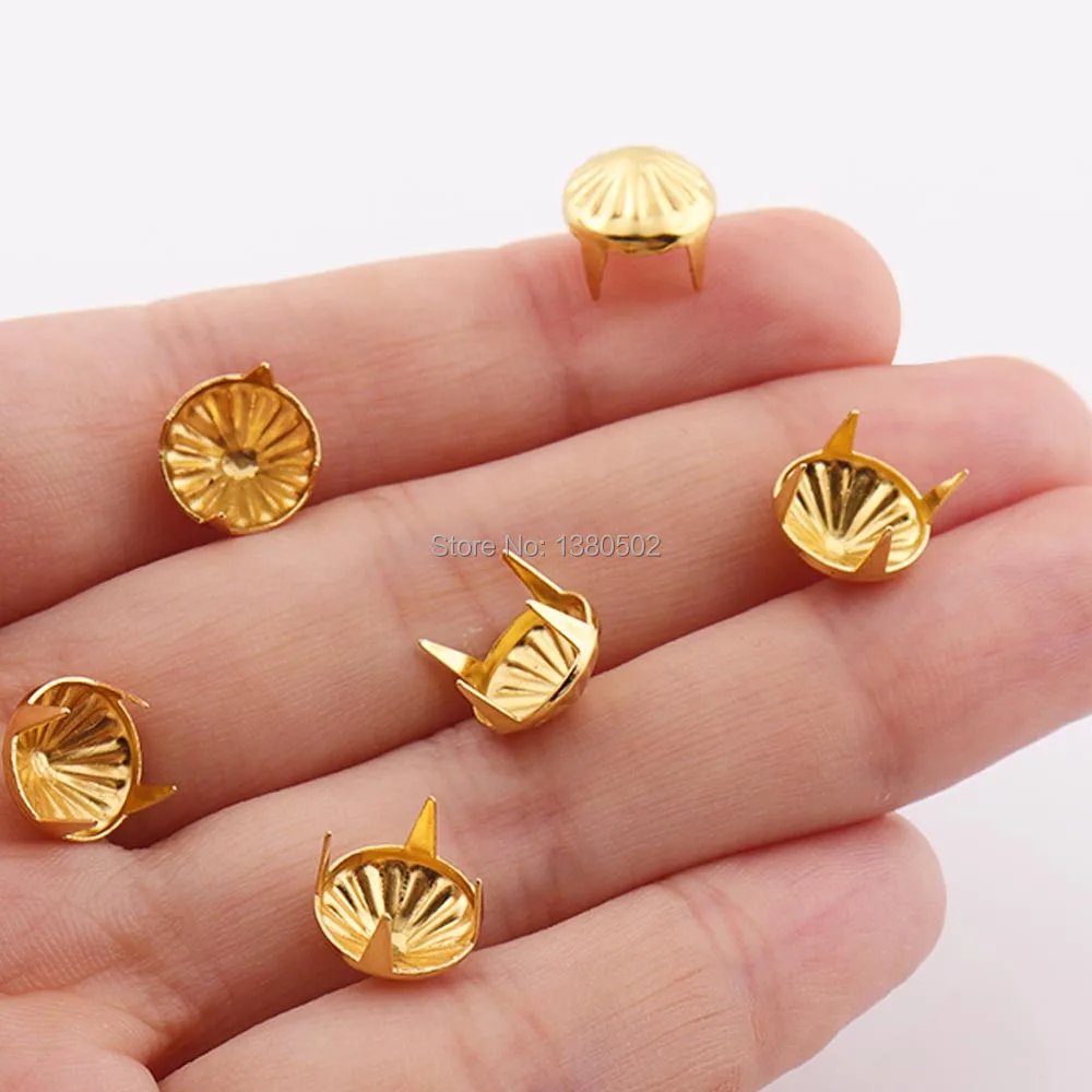 100 шт./лот металлические заклепки золотого цвета для одежды аксессуары кожаных