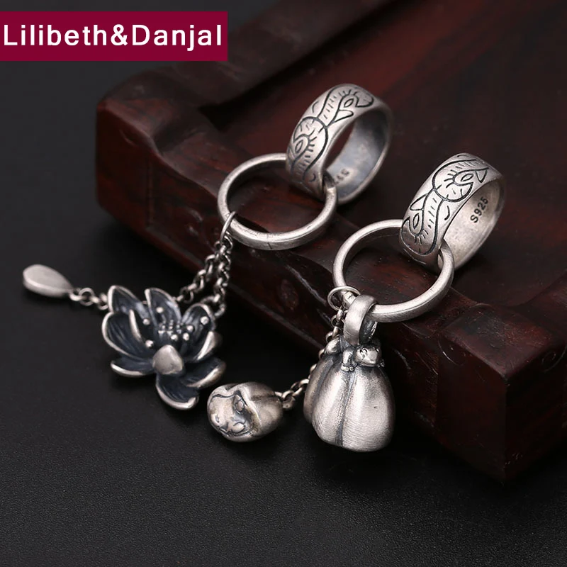 Женский кулон в виде цветка лотоса из серебра 100% пробы|Подвески| |