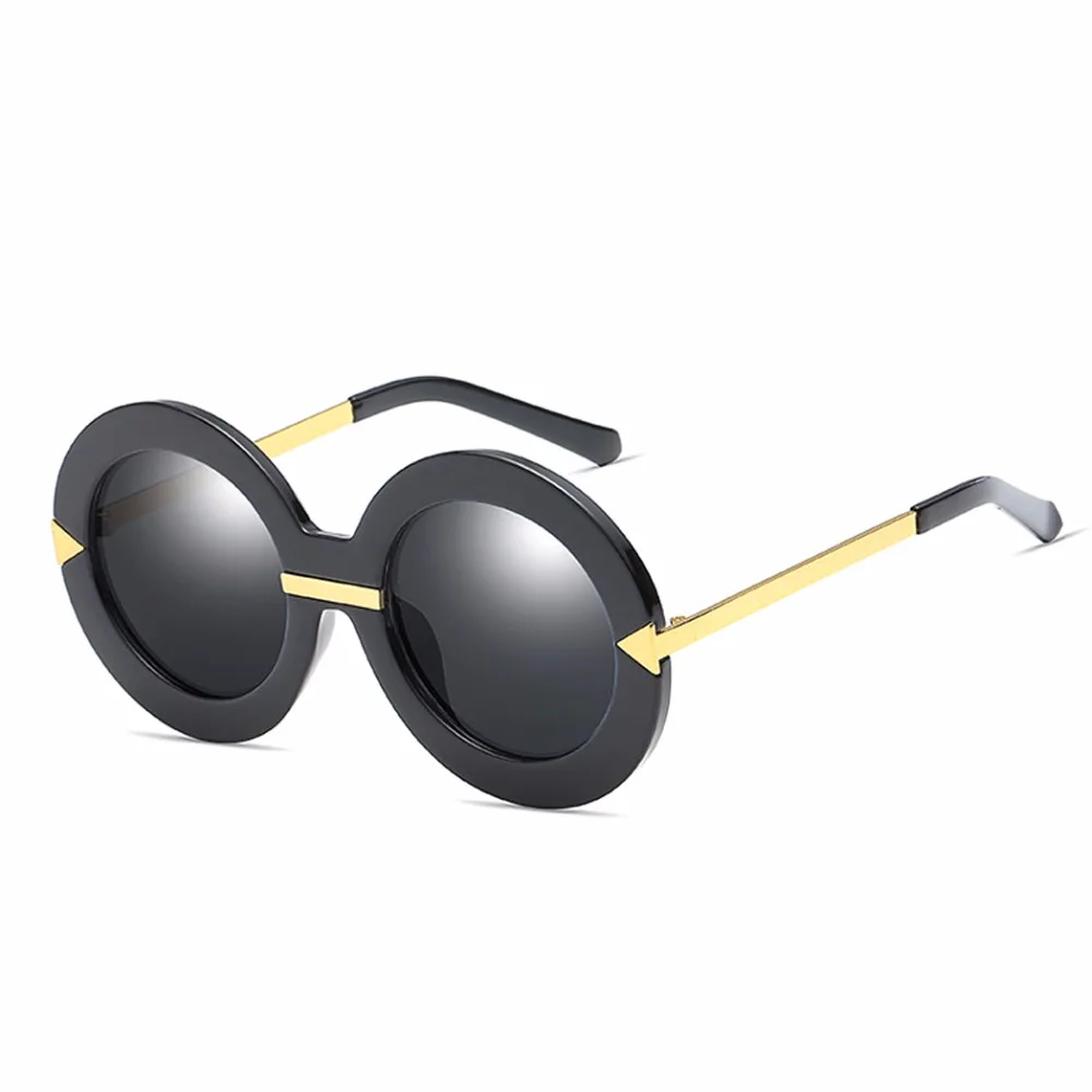 Винтажные Ретро увеличенные Круглые Солнцезащитные очки для женщин с рамкой со