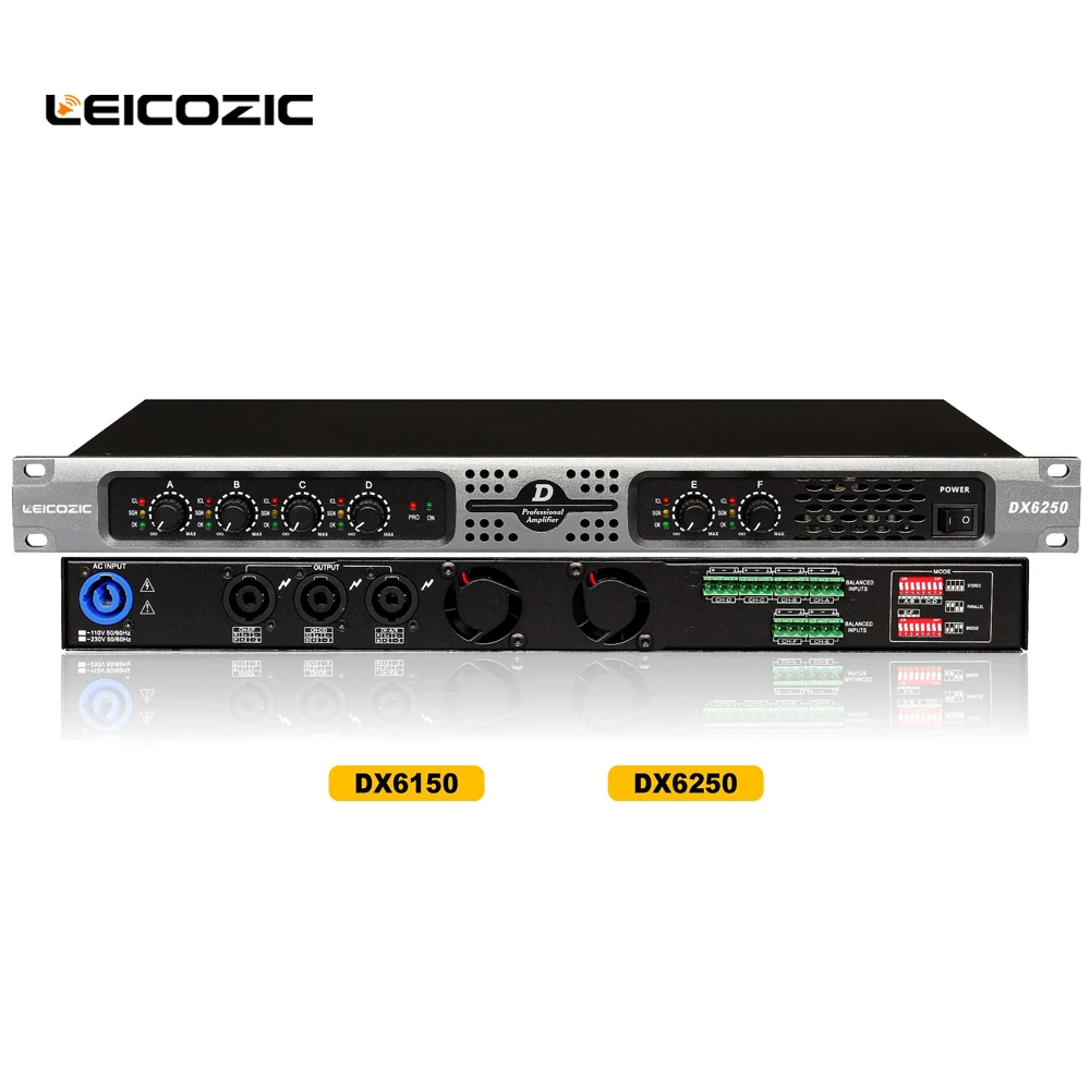 Leicozic DX6250 6-канальный усилитель класса d усилители мощности 250 Вт RMS 6x400 Вт усилители 4 Ом звуковая система профессиональный усилитель