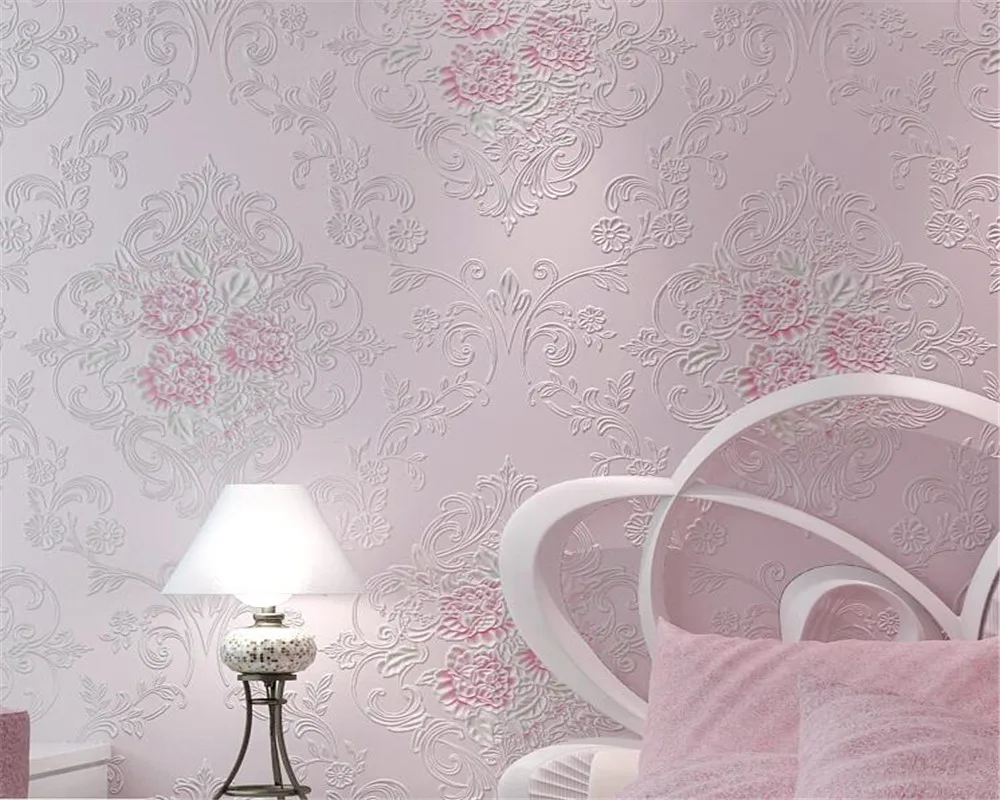 Обои с тиснением розовые желтые светло голубые современные украшения для