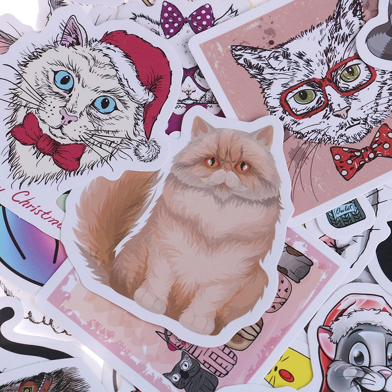 50 шт./лот мультфильм водонепроницаемый Дети DIY подарок для детей прекрасный кот наклейка животное портфель для ноутбука Скрапбукинг автомобиля стикер s