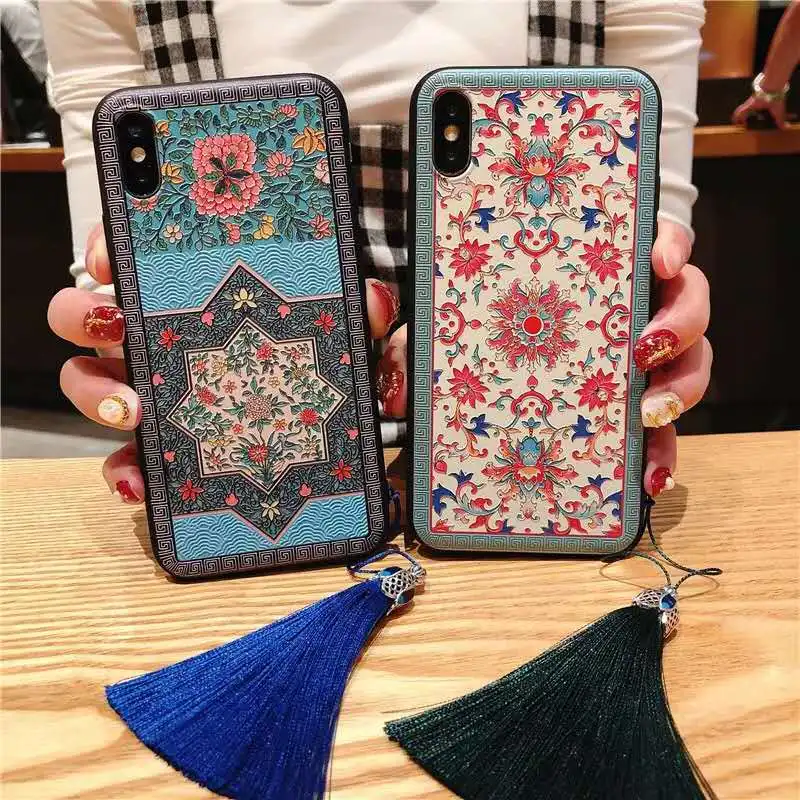 Mi8 Chinese traditional embroidery craft Phone Case For Xiaomi Mi A1 A2 3D Relief 6x 5x Mix2 Mix2s |