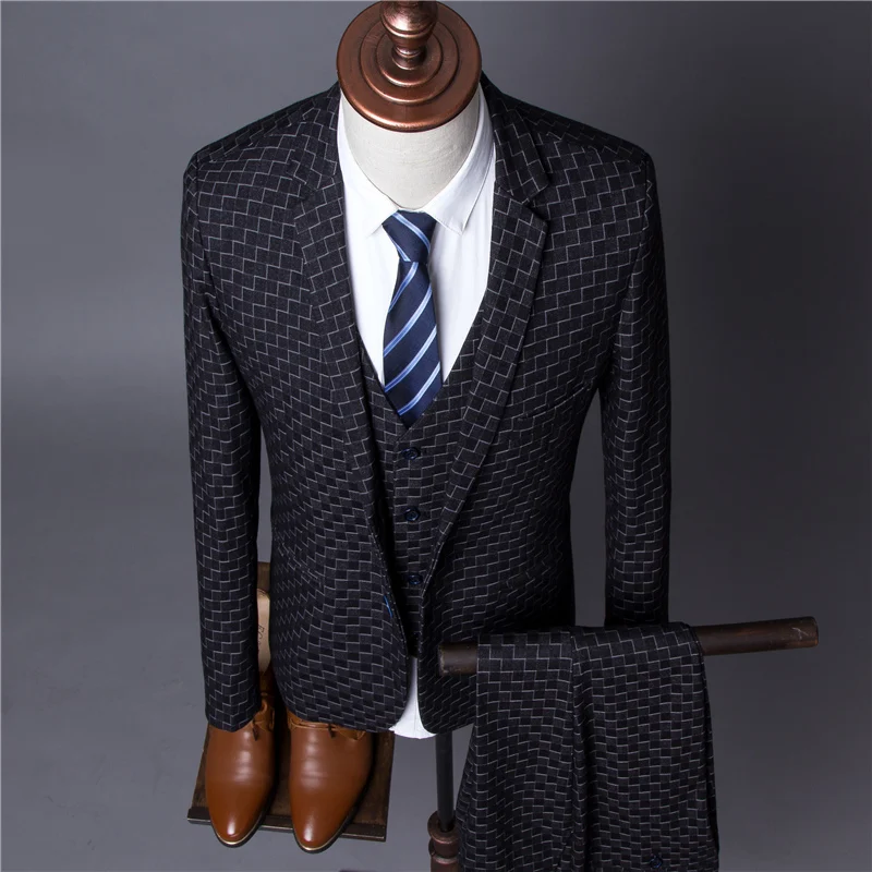 Деловой костюм мужской + брюки жилет из трех предметов не гладильная рабочая