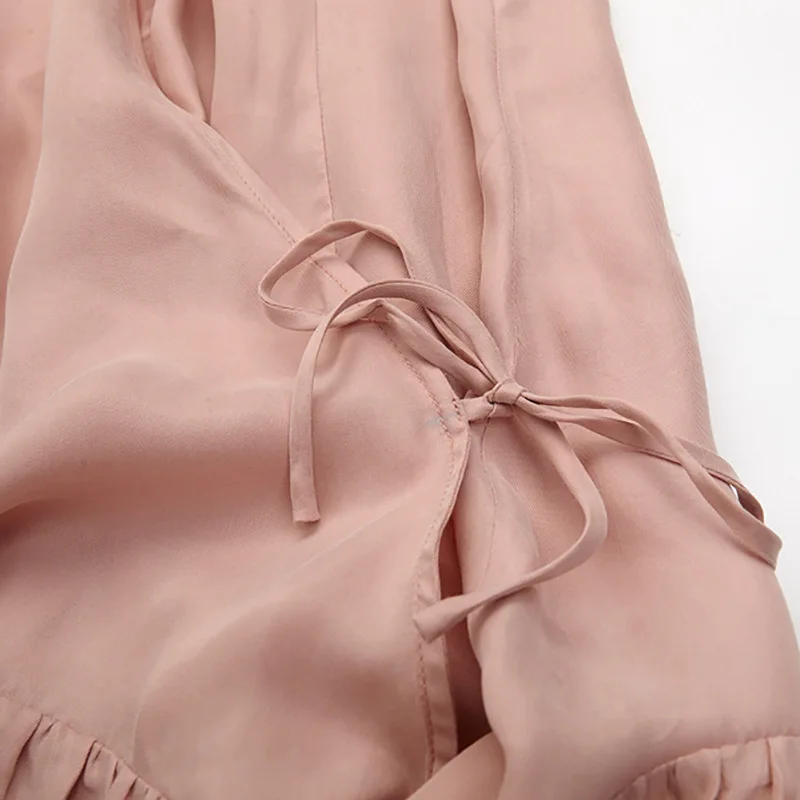 Женское асимметричное платье GETSPRING розовое винтажное длинное с v-образным