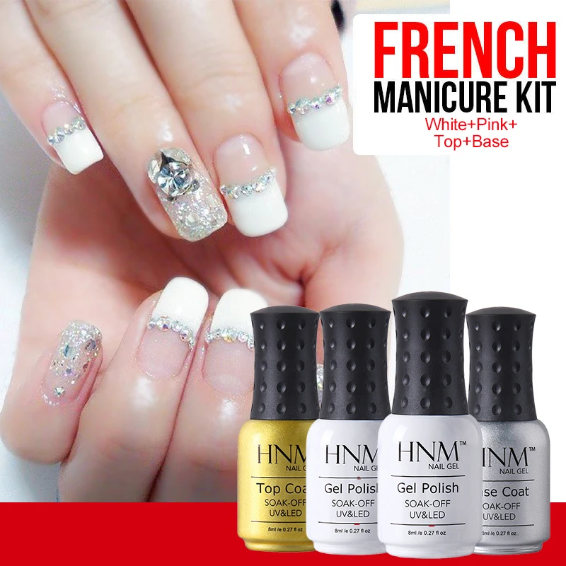 4 шт. французский гель для ногтей розовый и белый УФ-гель | Красота здоровье