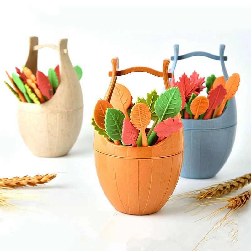 Вилка из натуральной пшеничной соломы 1 держатель и 16 вилок|fruit fork|fruit fork setfork set |