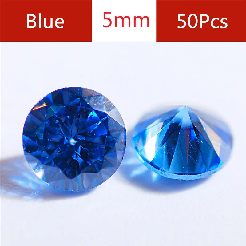 5mm - 50pcs 3 4 5 мм Красочные кубический цирконий 50 шт./лот круглая машинная резка лаборатория Циркония Камень блестящая огранка искусственные камни для ювелирных изделий - Цвет: 5mm - 50pcs