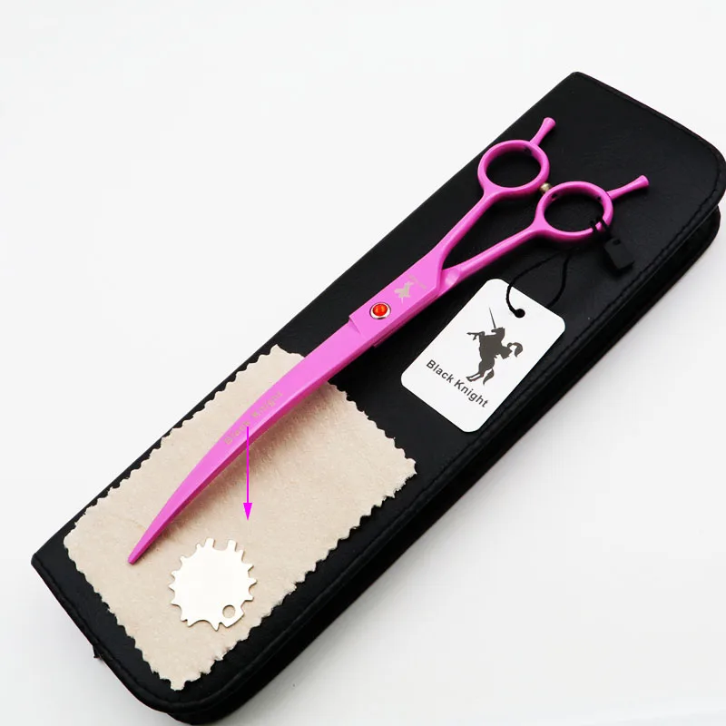 1 pcs add case 8 дюймов профессиональные ножницы для домашних животных для ухода за собакой прямые/нижние/верхние изогнутые правая левая рука ножницы Япония 440C розовый стиль - Цвет: 1 pcs add case