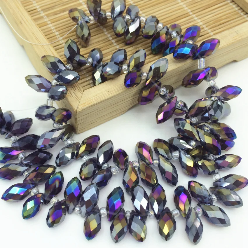 

Multicolor 6*12mm glass crystal 90pcs spacers accessories beads waterdrop teardrop horizontal hole diy jewelry findigns B2878