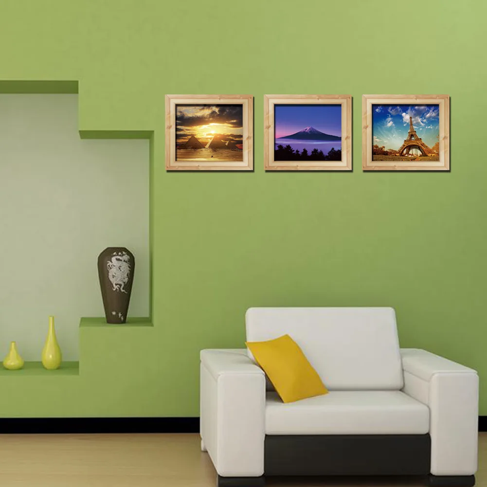3D Sticker False Frame Stereoscopic Creative Landscape Eiffel Tower Pyramid Mount Fuji Picture Vinyl Art Home Decor Mural | Дом и сад