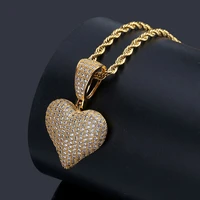 micro paved aaa cz stone lucky poker pendants heart necklaces men hip hop bling ice out rapper jewelry gold party gift