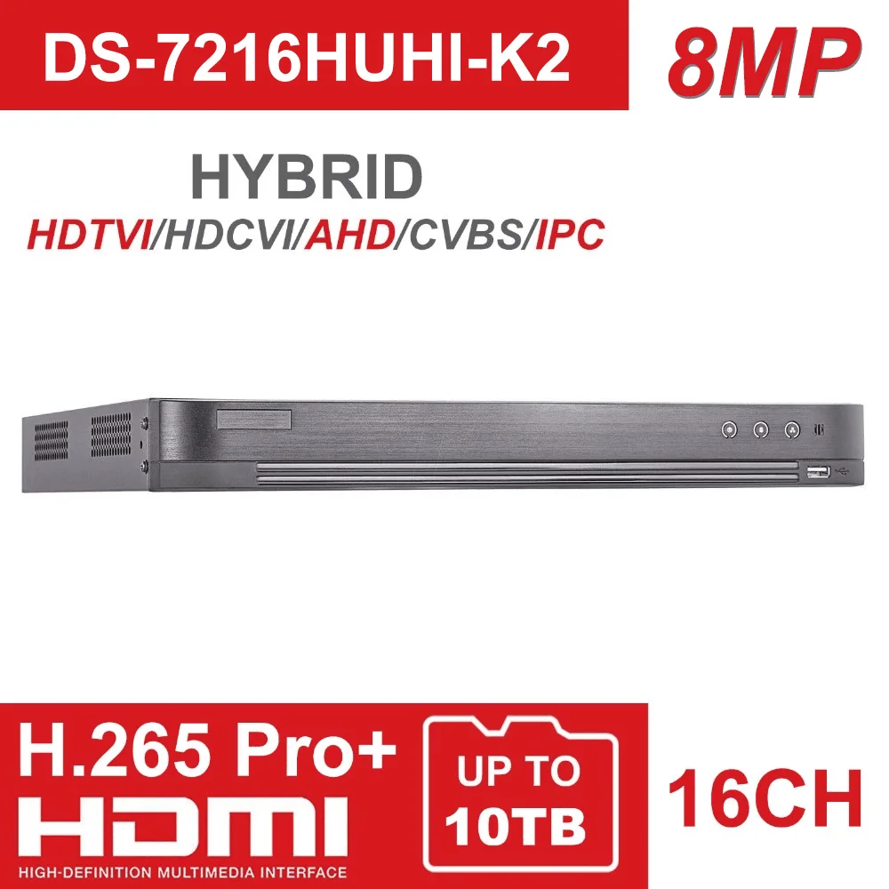 16CH 5 в 1 AHD DVR DS 7216HUHI K2 Поддержка CVBS TVI CVI аналоговые ip камеры P2P Cloud H.265 HDMI видео
