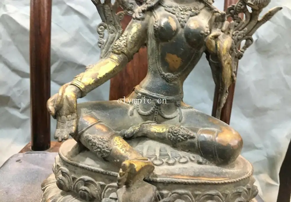 13''Pure red copper Lotus base seat tibetan buddhiam buddha Green Tara Guanyin | Дом и сад