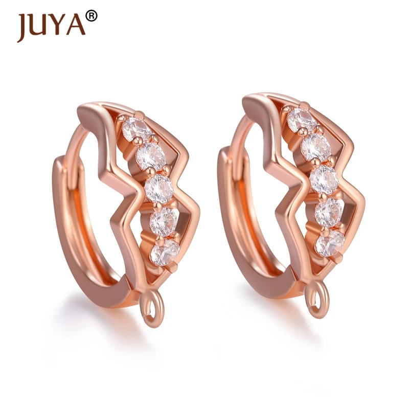 rose gold Творческий AAA кубический цирконий серьги набор рыболовных крючков для сережек делая левербэк застежки-крючки для серег компоненты DIY ручной работы - Цвет: rose gold