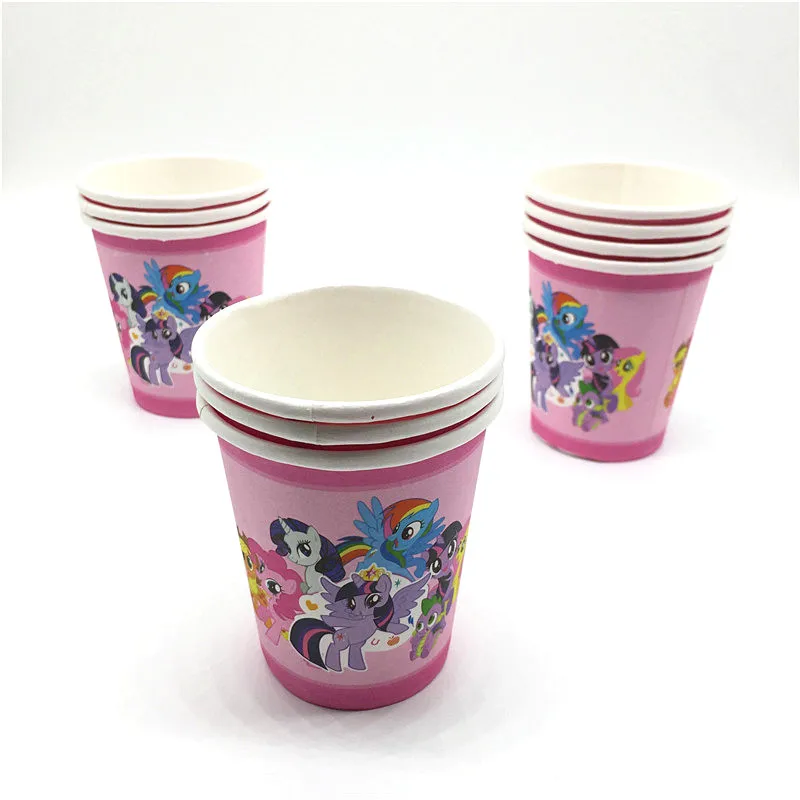 61 шт./лот, одноразовые столовые приборы в стиле My Little Pony, кружки, тарелки, салфетки, детские скатерти для украшения дня рождения