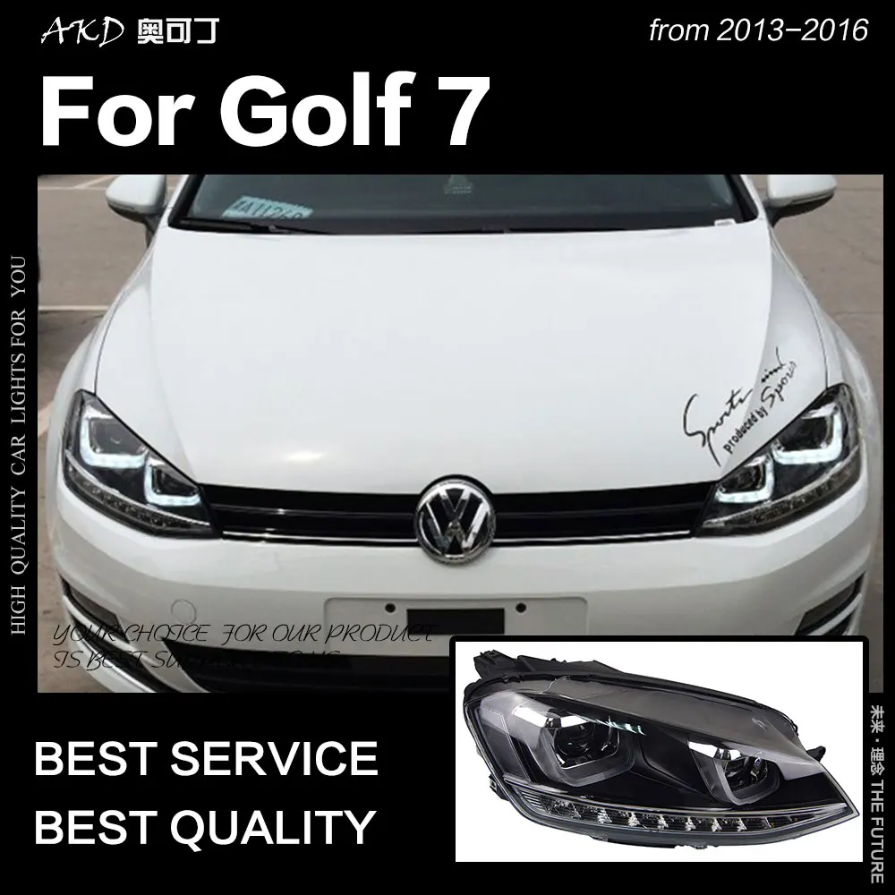 AKD автомобильный Стайлинг для VW Golf 7 фары MK7 светодиодный налобный фонарь R-LINE дизайн DRL Hid головной фонарь Ангел глаз биксеноновый луч аксессуары