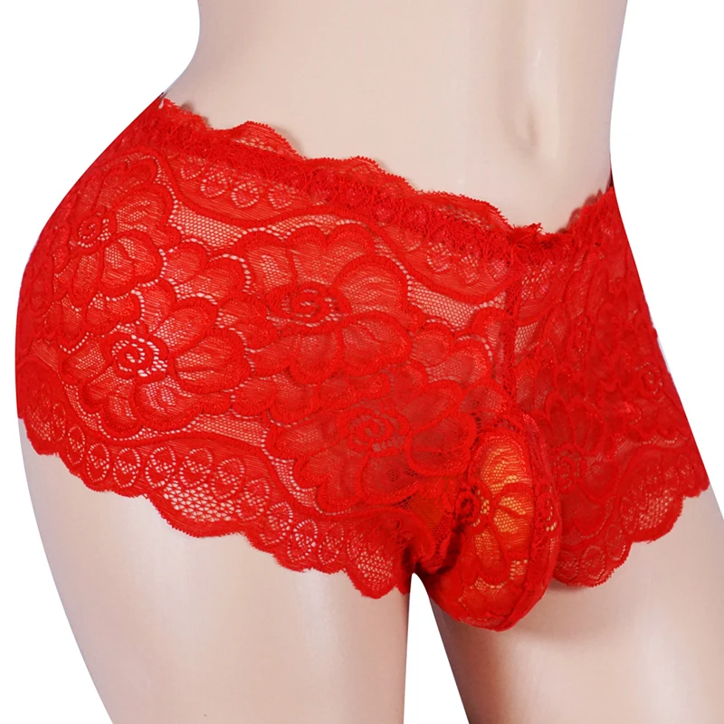 Трусы боксеры мужские прозрачные кружевные трусы Эротическое нижнее белье для