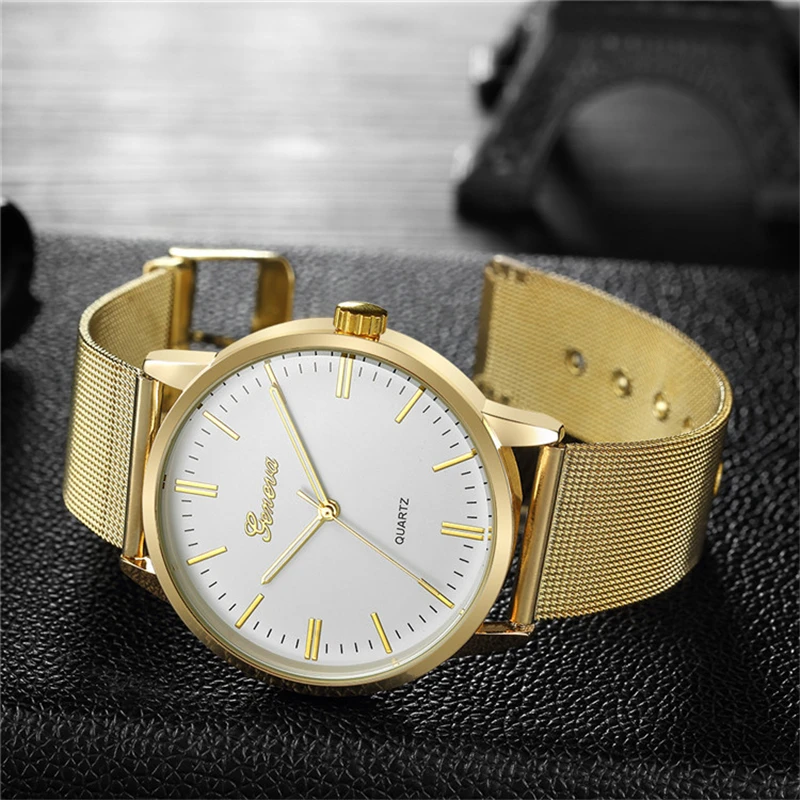Luxury Mens Watch Mesh Stainless Steel Watchband Fashion Gold Silver Men Bracelet Analog Simple Casual Clock Montre Homme | Наручные часы