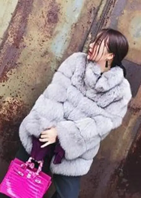 Серый BINYUXD Новинка года последние толстые теплые зимние пальто с мехом для женщин зима стенд воротник искусственный мех пальто пальт - Цвет: Серый