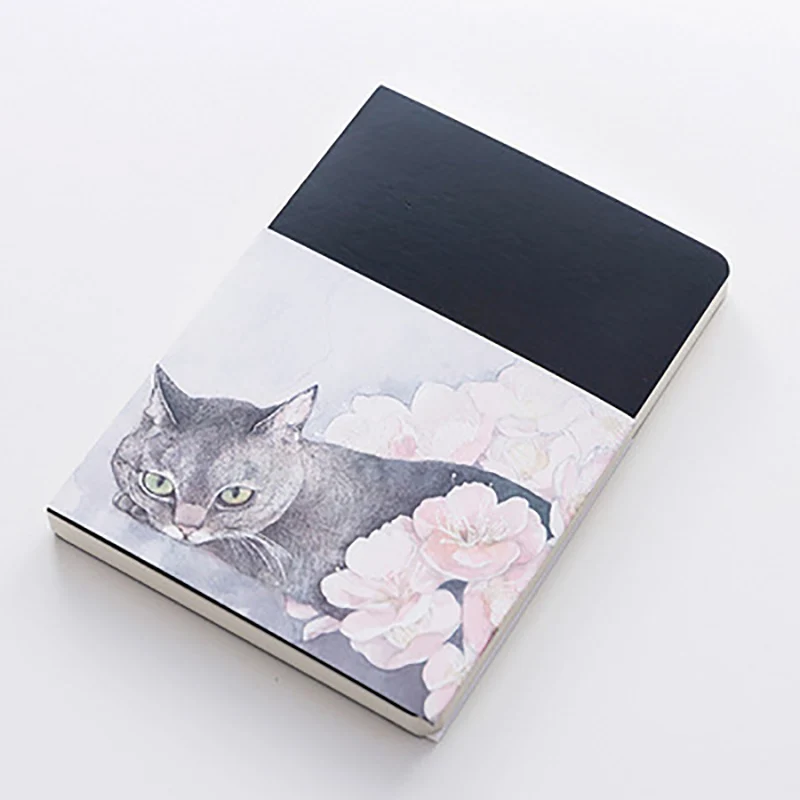 Cherry blossoms Милый блокнот с кошкой, бумага для эскизов, офисные школьные принадлежности, подарок, пустой винтажный блокнот, дневник, рисование, живопись, 80 листов - Цвет: Cherry blossoms