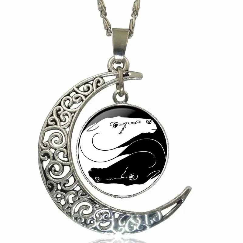 Инь Ян лошадь серебряный цвет стекло кабошон с выдалбливают подвеска в форме