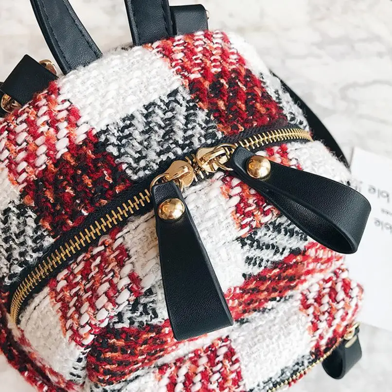 Корейский стиль рюкзаков для подростковых девочек Женская мода Мини-путешествие-рюкзак с полосатой шерстью удар цвета RD on.