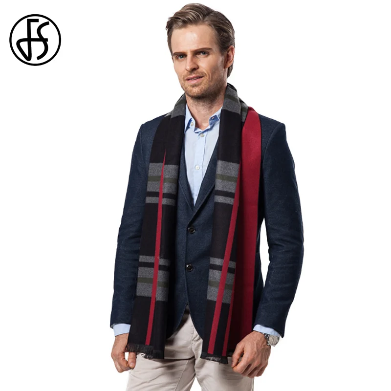 FS зимний мужской шерстяной кашемировый шарф роскошный брендовый дизайнерский